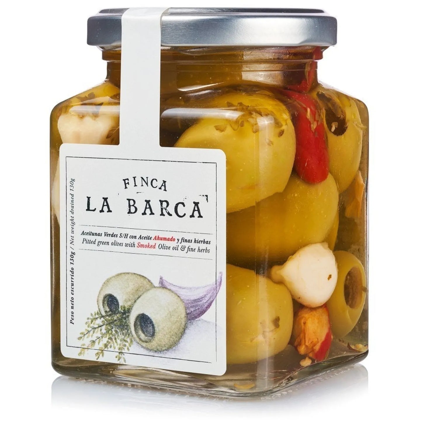 Olives Gordal dénoyautées à l'huile d'olive fumée 140 g - Finca La Barca