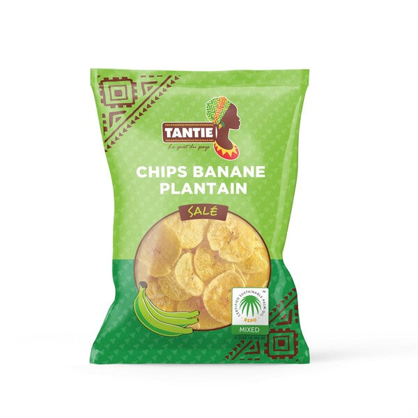 Chips de banane plantain salées 85g Tantie