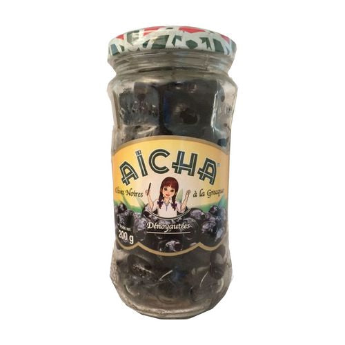 Olive noire à la Grecque Denoyautée Aicha 200g - Epicerie Barakka