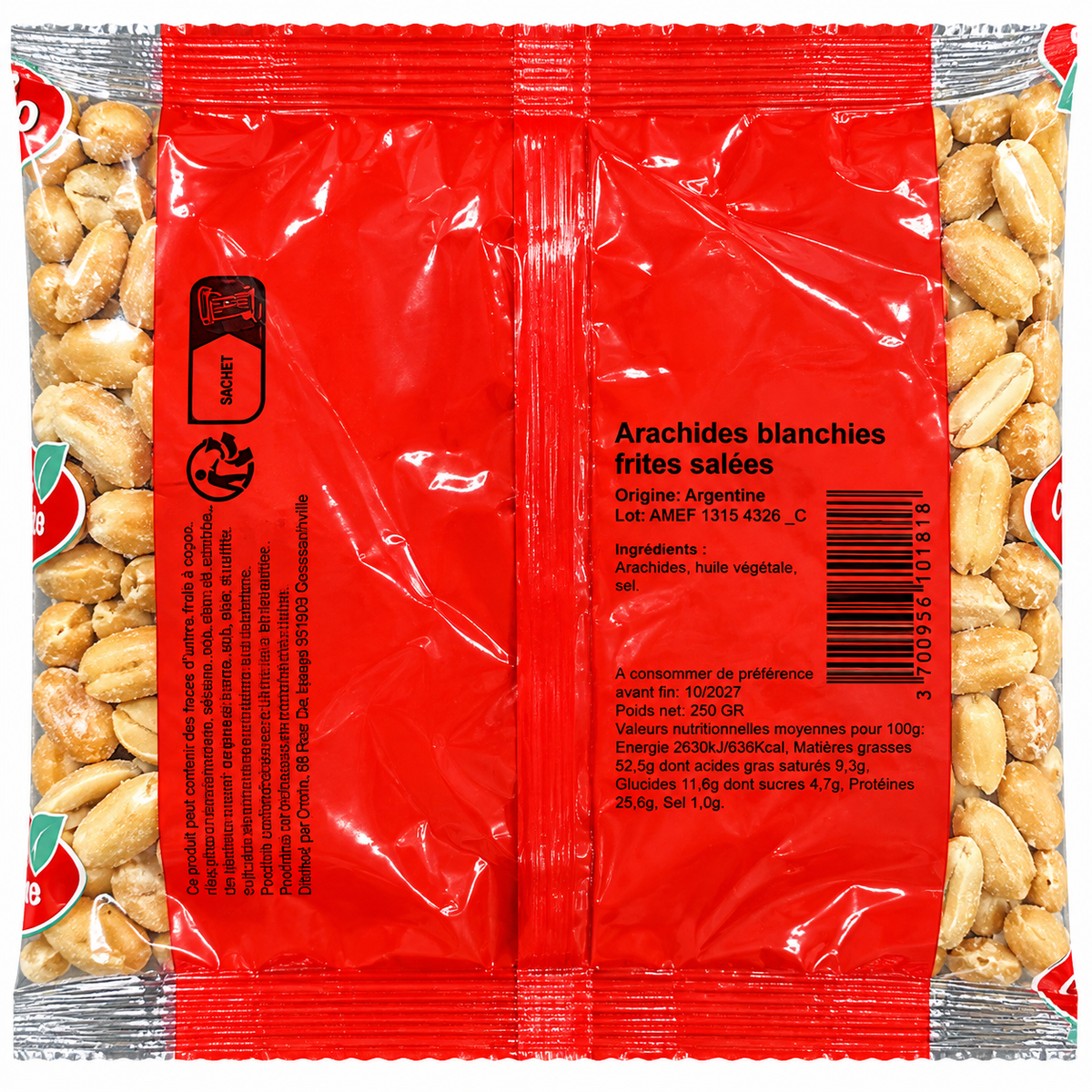 Arachides blanches frites salées 250 g – O’Régal