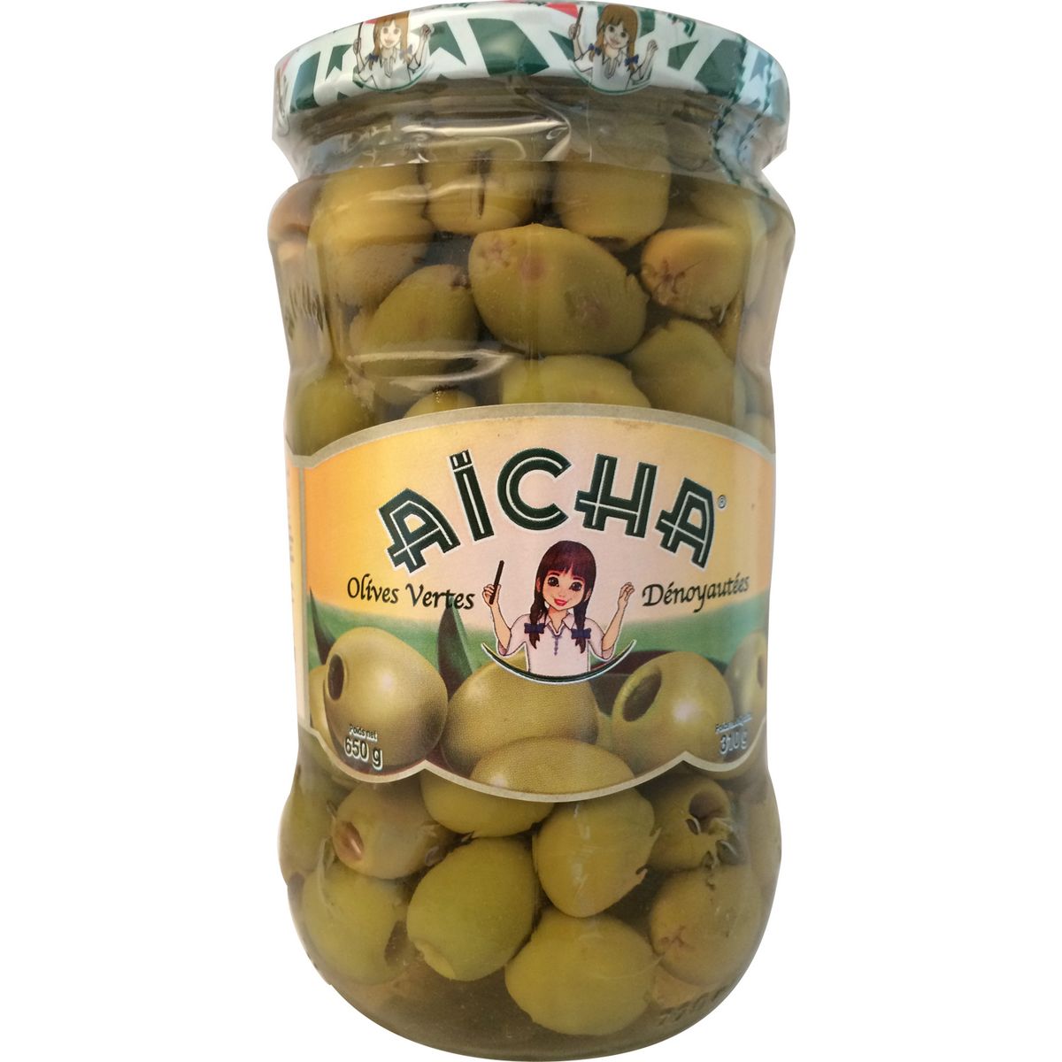 Olives Vertes Denoyautées 650g Aicha - Epicerie Barakka