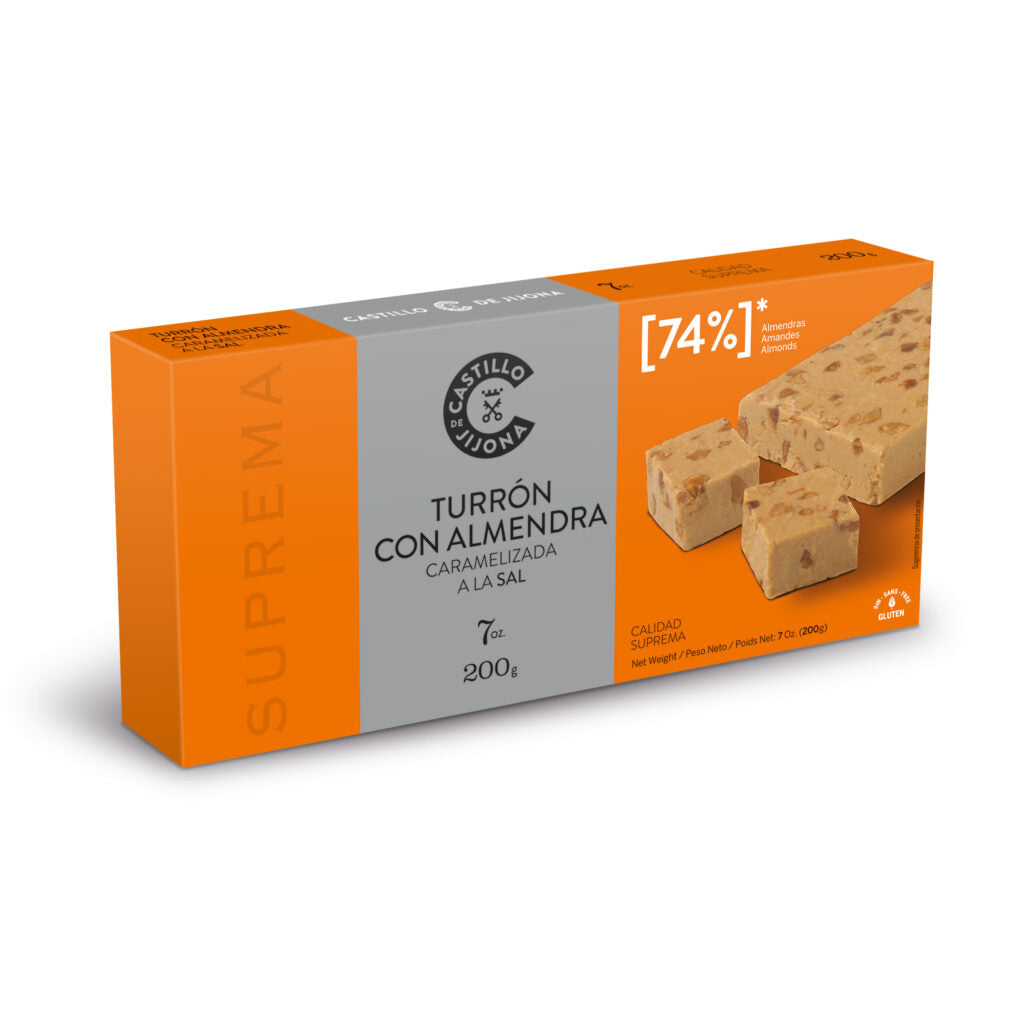 Turrón aux amandes caramélisées et à la fleur de sel 200 g - Castillo de Jijona