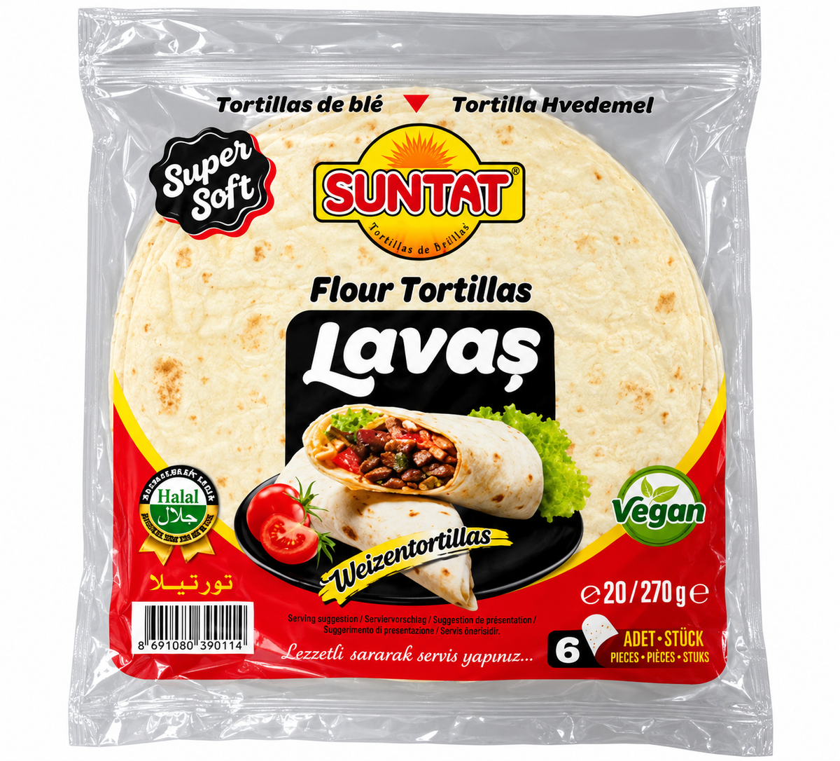 Tortillas de blé Lavaş 20 cm – 270 g – Suntat