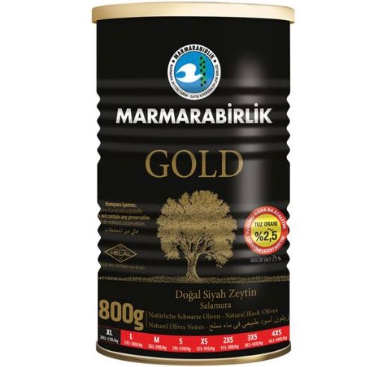 Olives noires naturelles Gold 800 g - Marmarabirlik