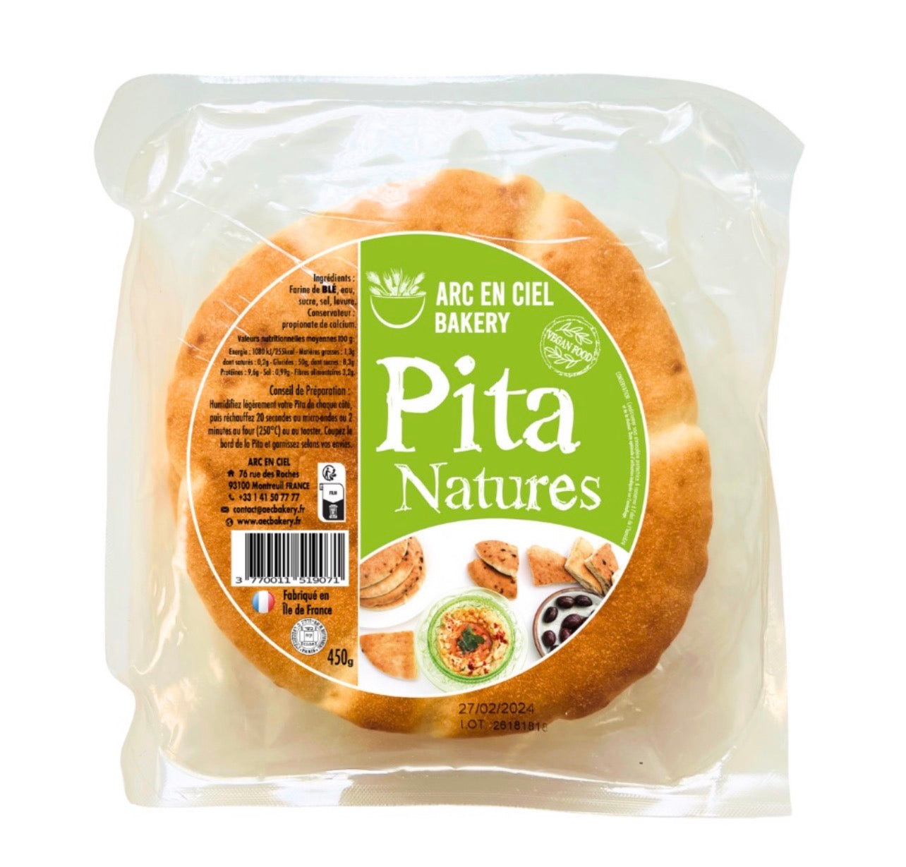 Pain pita nature - Arc en Ciel Bakery