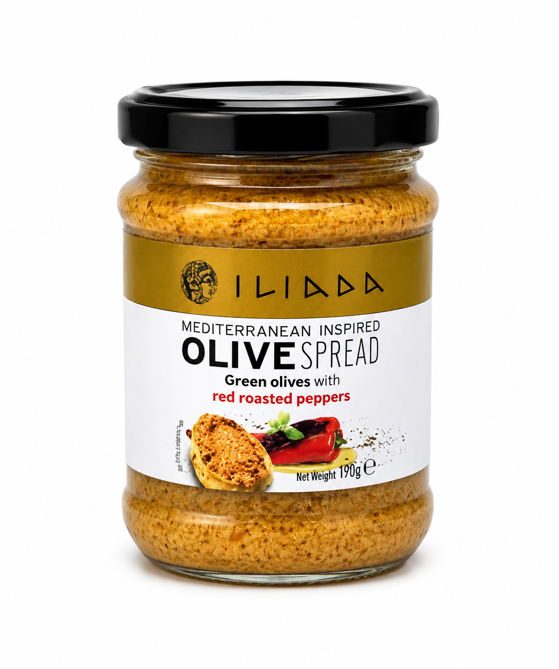Tartinade d’olive verte aux poivrons rouge 190g – Iliada