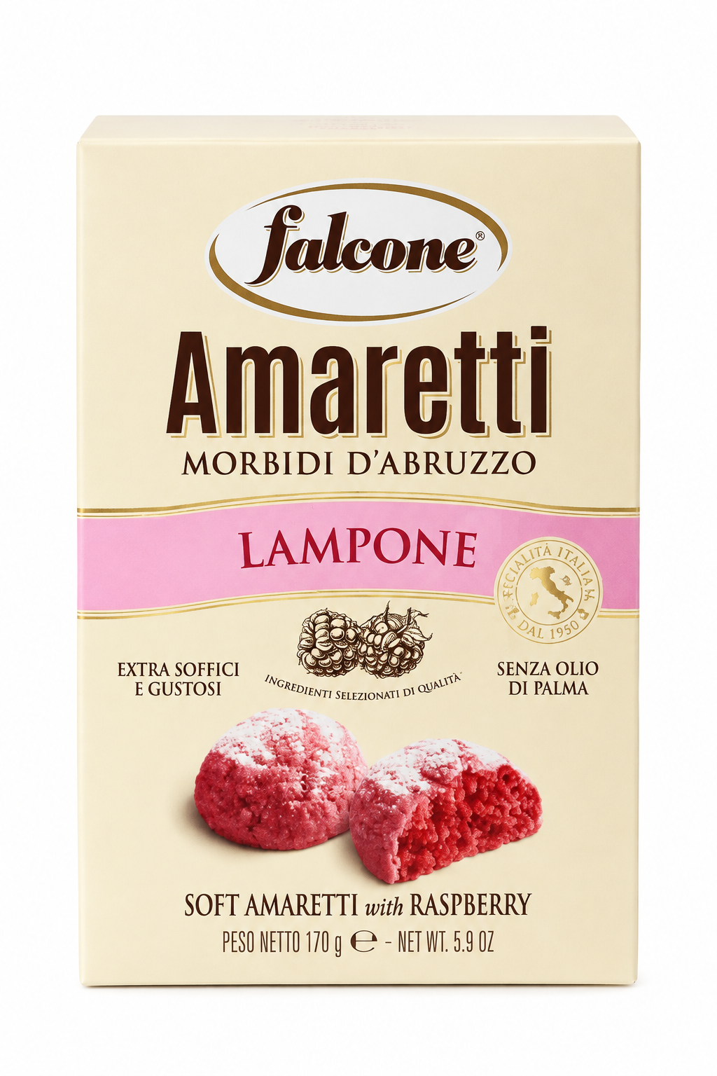 Amaretti moelleux à la framboise 170 g – Falcone