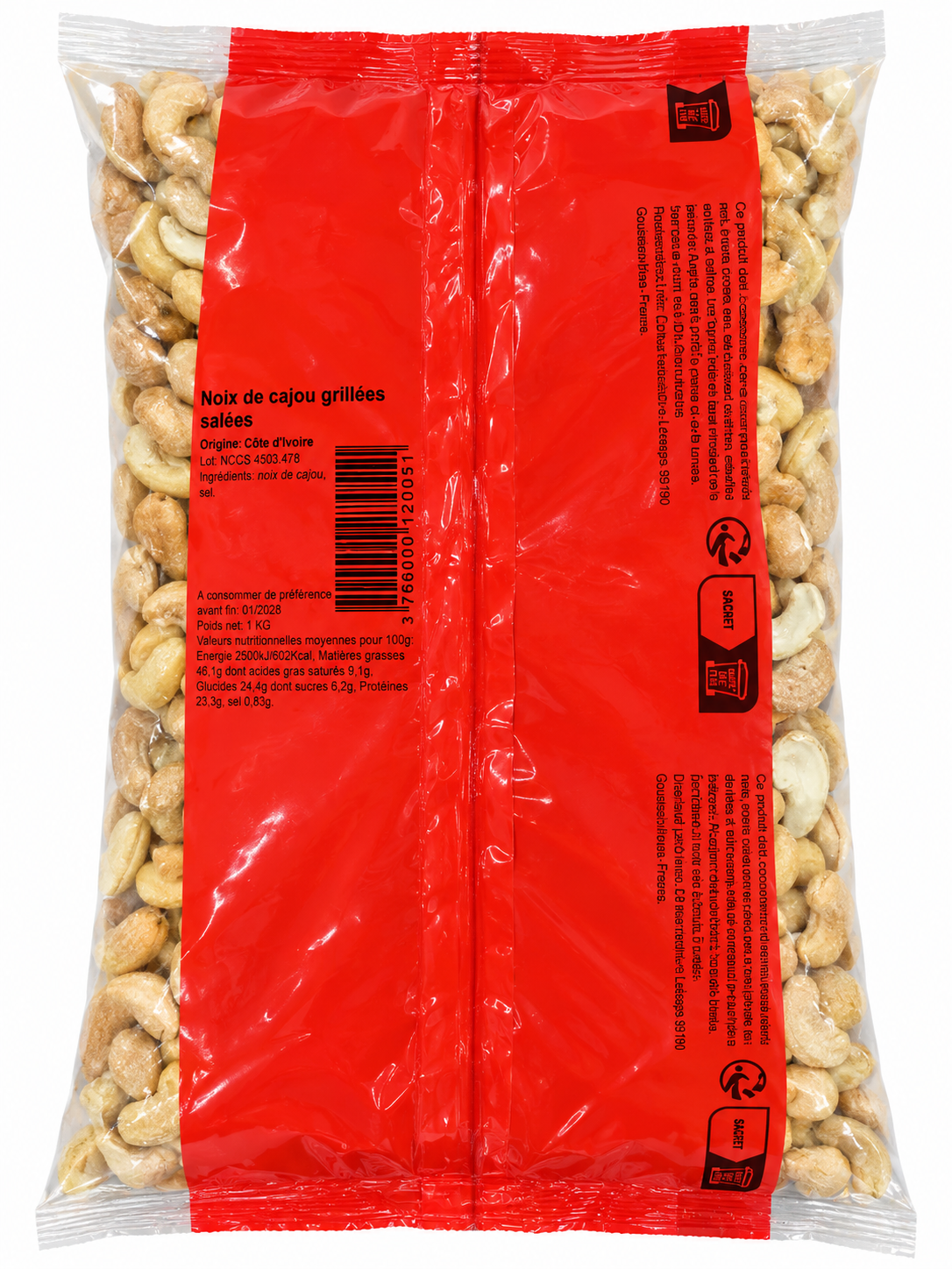 Noix de cajou grillées et salées 1 kg - O’Régal - Epicerie Barakka