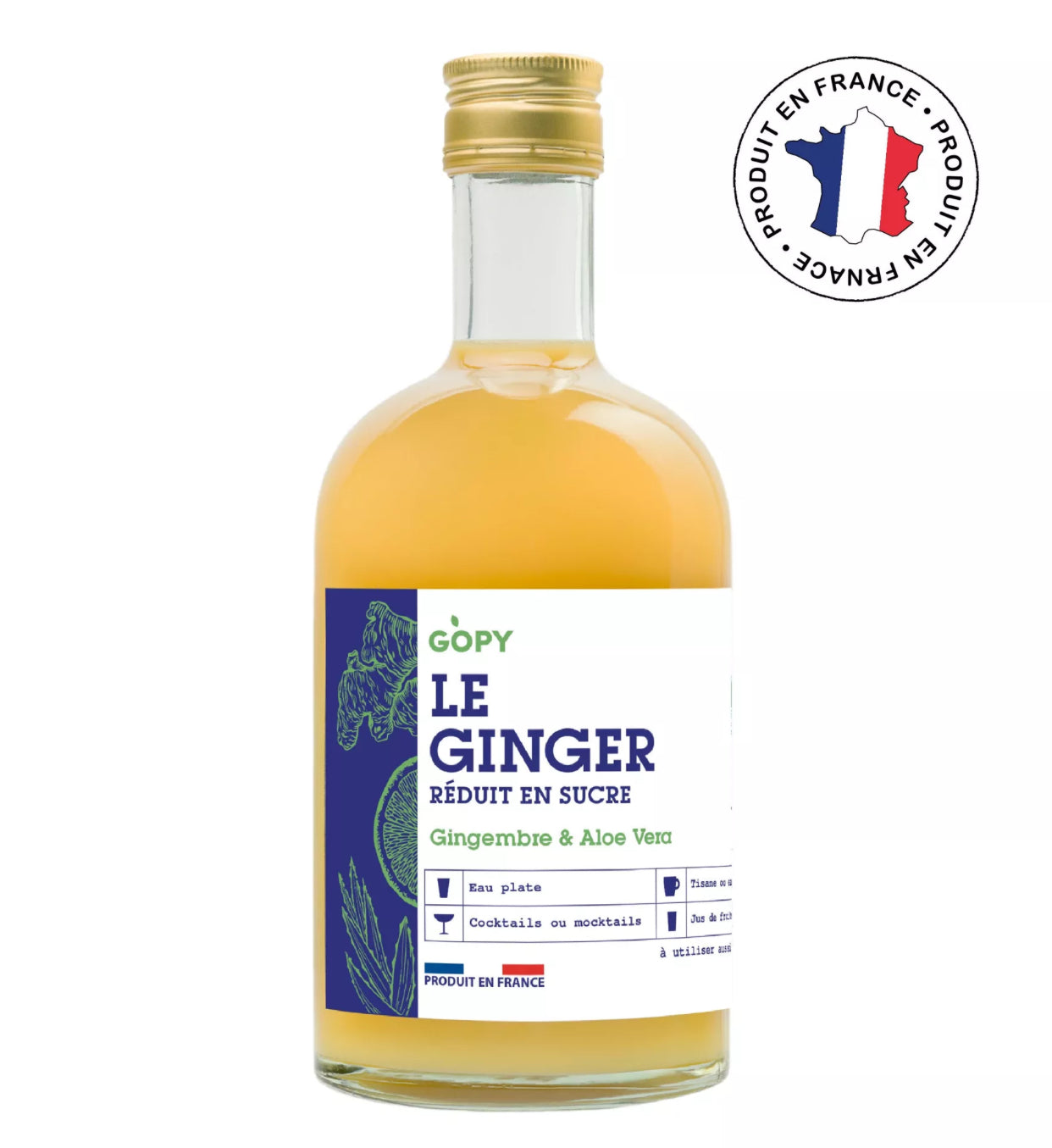 GOPY – Le Ginger Réduit en Sucre Gingembre & Aloe Vera – 500 ml