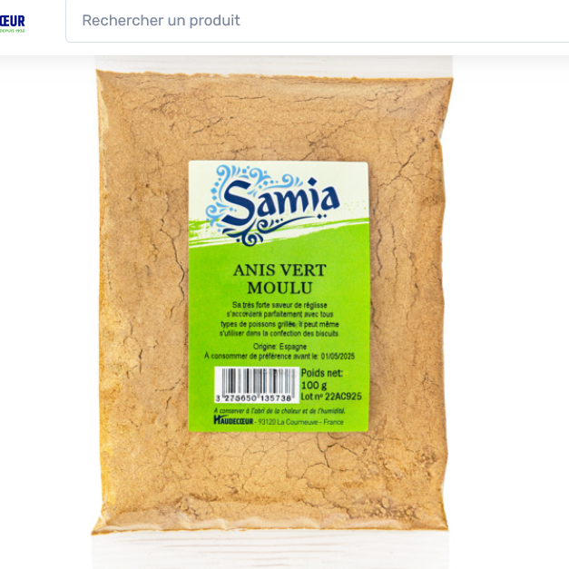 Anis vert moulu 100g - Epicerie Barakka