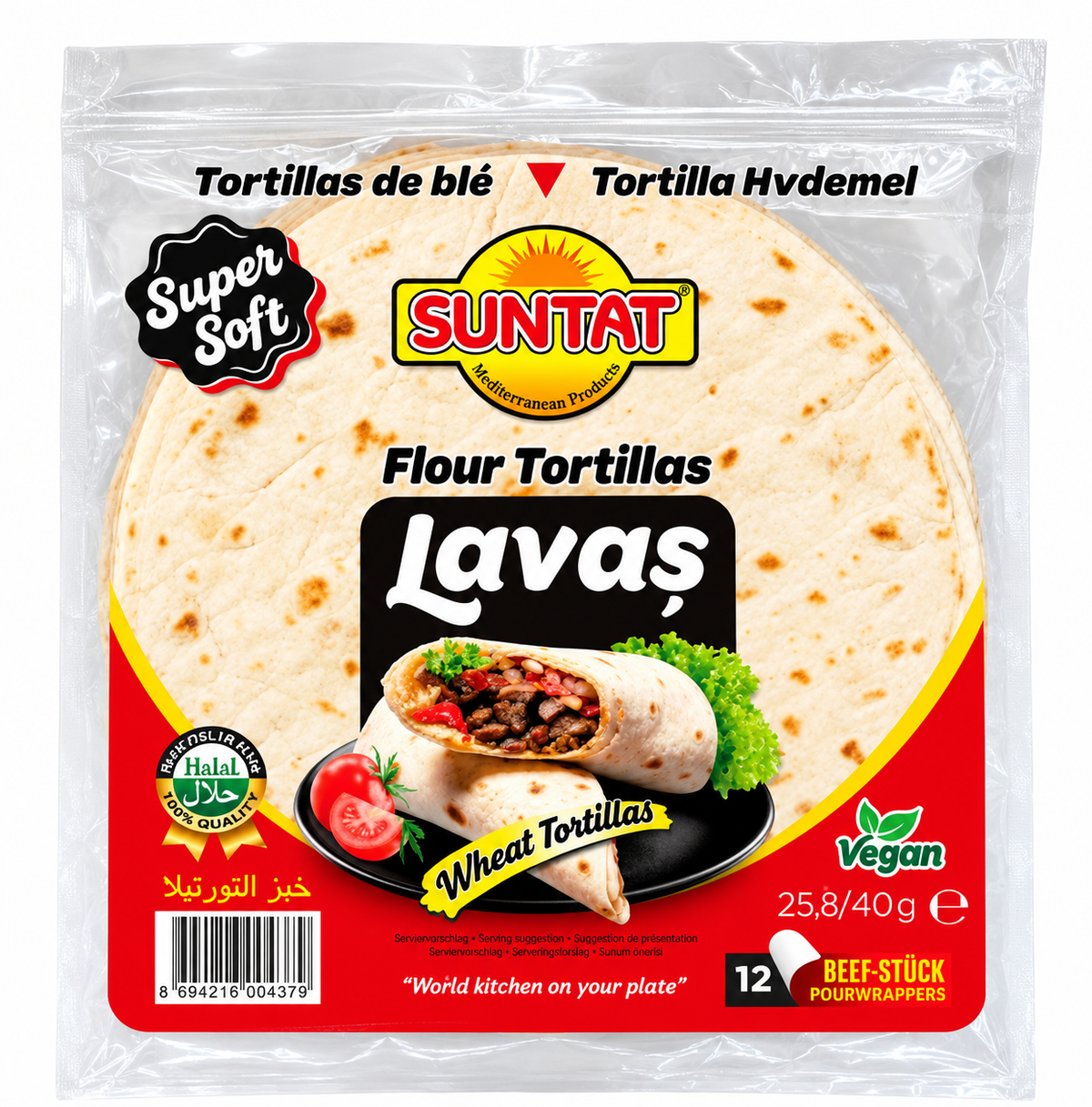 Tortillas de blé Lavaş 25,8 cm – 12 pièces – Suntat