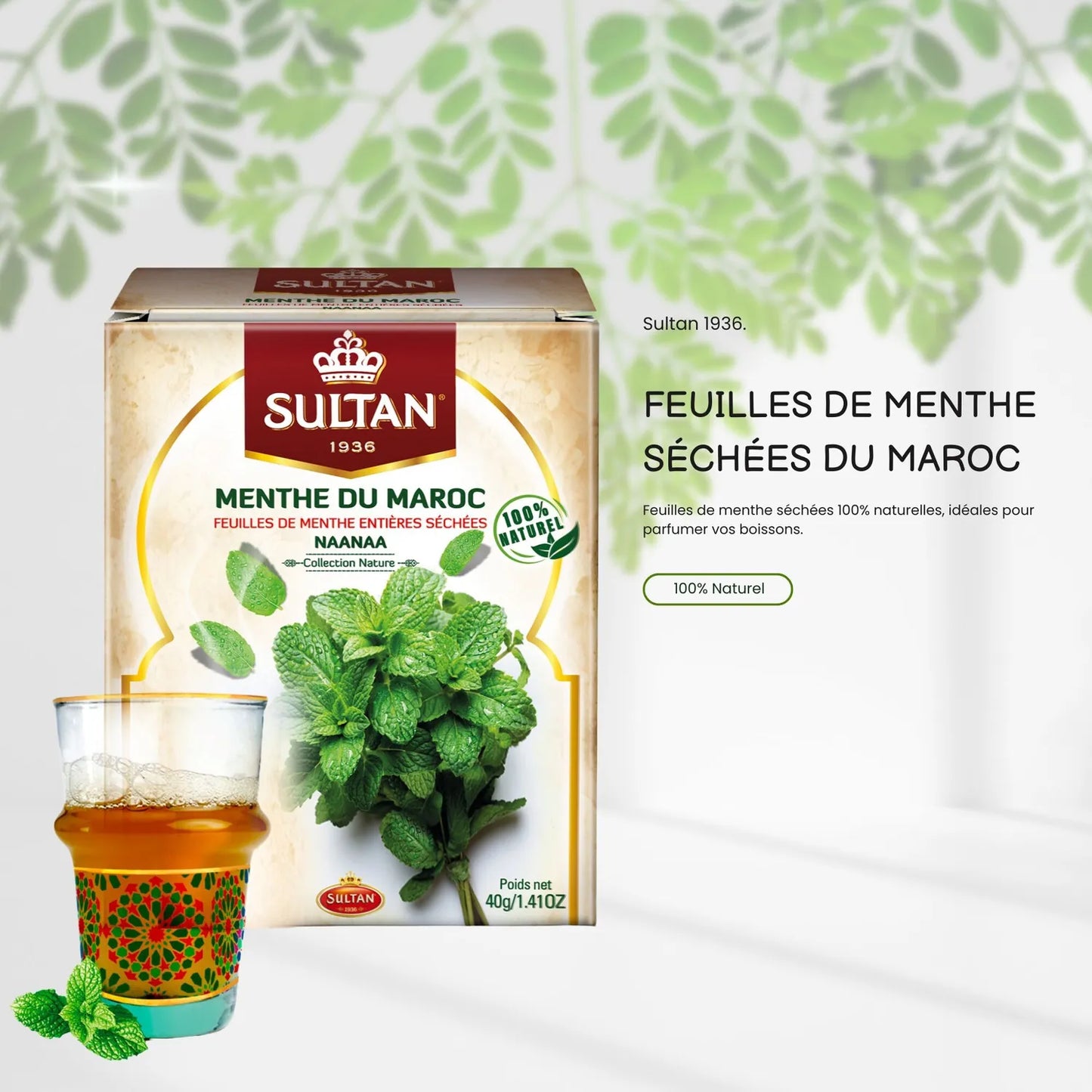 Feuilles de menthe séchées du Maroc 40 g - Sultan