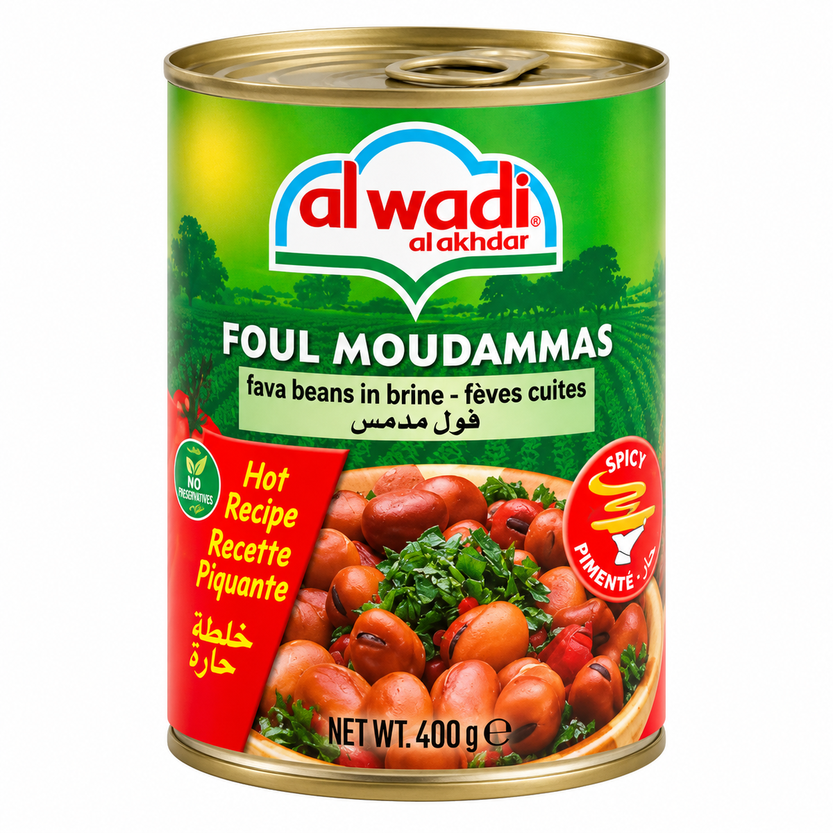 Foul Moudammas piquant 400 g – Al Wadi Al Akhdar - Epicerie Barakka