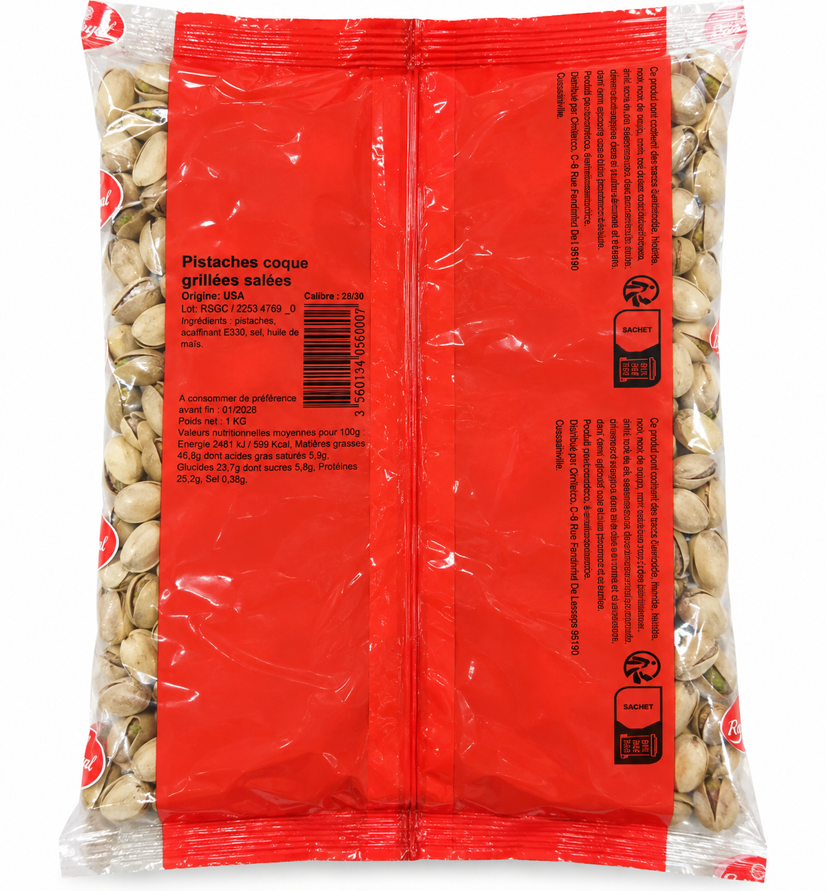 Pistaches grillées et salées 1 kg - O’Régal - Epicerie Barakka