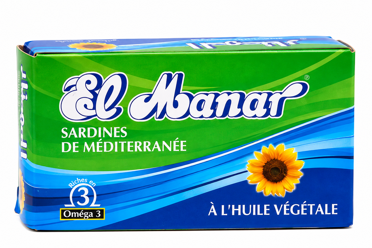 Sardines huile végétal 125g Tunisie - El manar - Epicerie Barakka