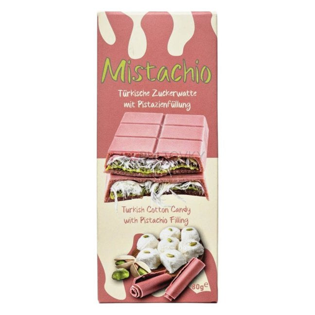 Chocolat rose Pistache & Barbe à Papa Turque « Mistachio » 80g - Epicerie Barakka