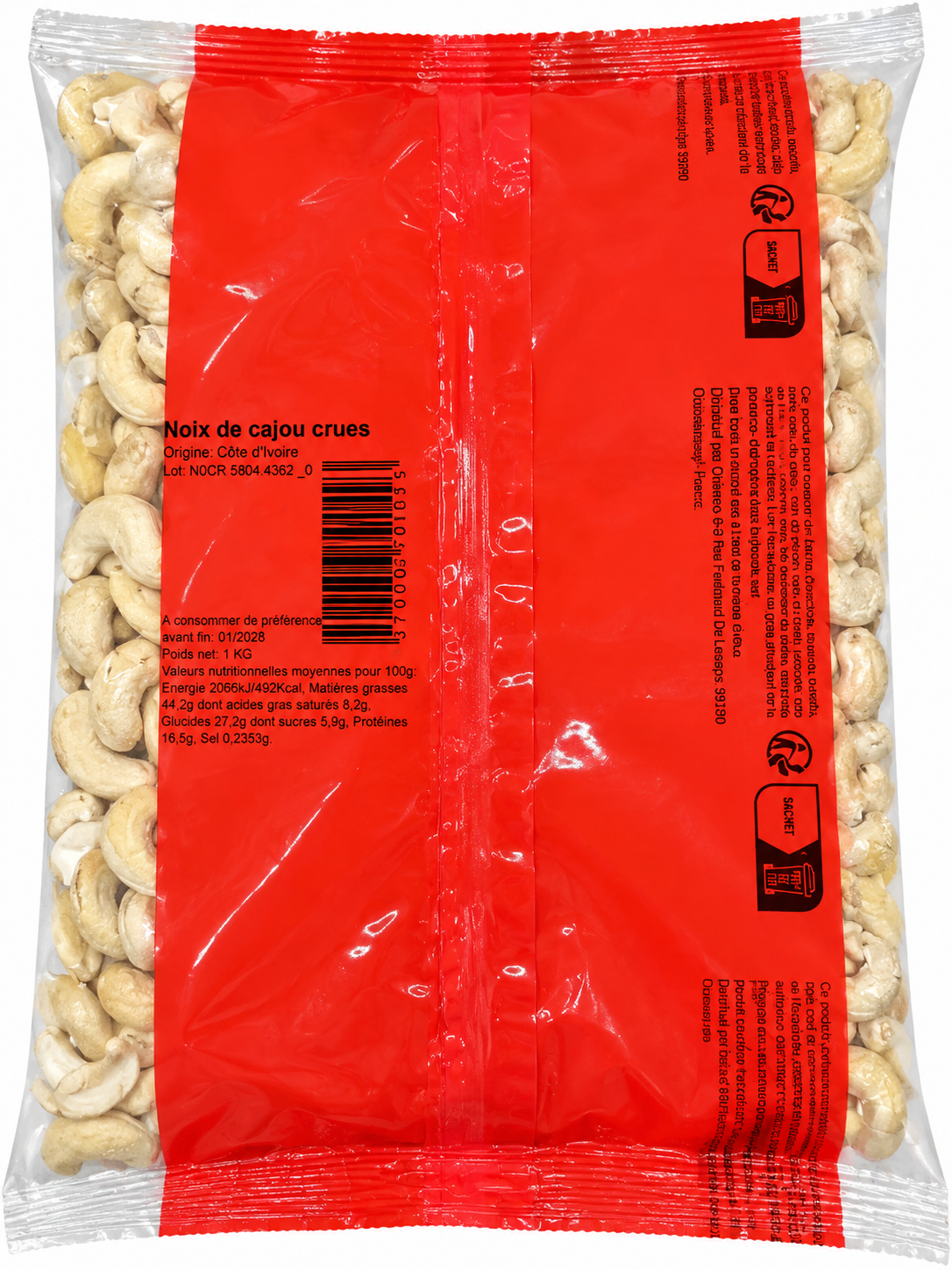 Noix de cajou crues 1 kg - O’Régal - Epicerie Barakka