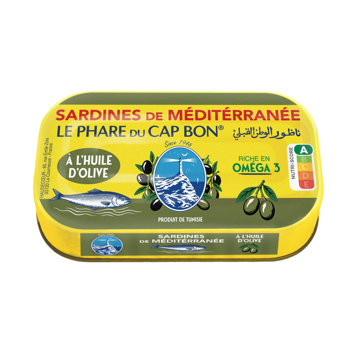 Sardines de Méditerranée à l’huile d’olive 110 g – Le Phare du Cap Bon