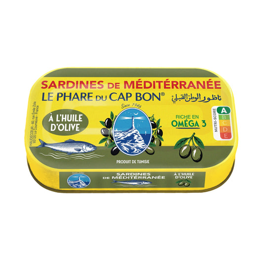 Sardines de Méditerranée à l’huile d’olive 110 g – Le Phare du Cap Bon