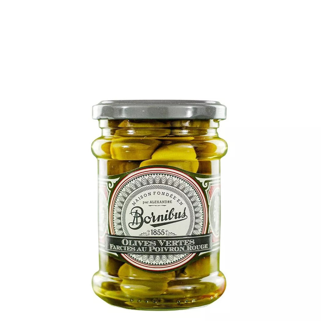 Olives vertes farcies au poivron rouge Bornibus 270 g