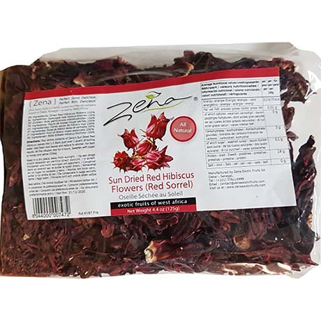 Fleurs d’hibiscus bissap séchées 125 g – Zena - Epicerie Barakka