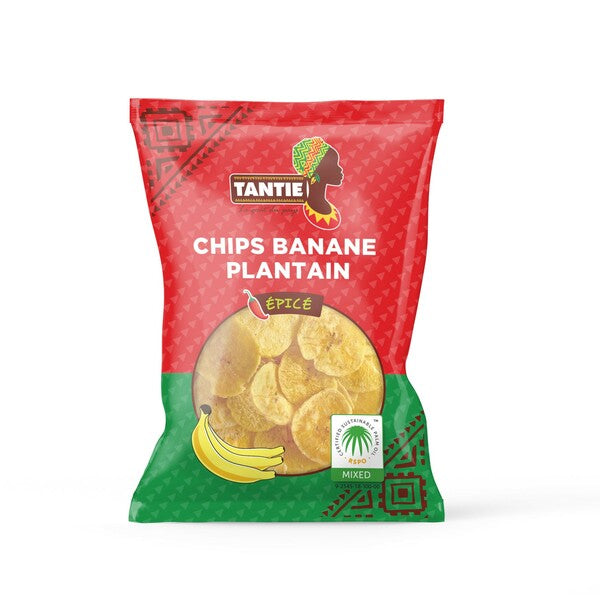 Chips de banane plantain épicées 85g Tantie