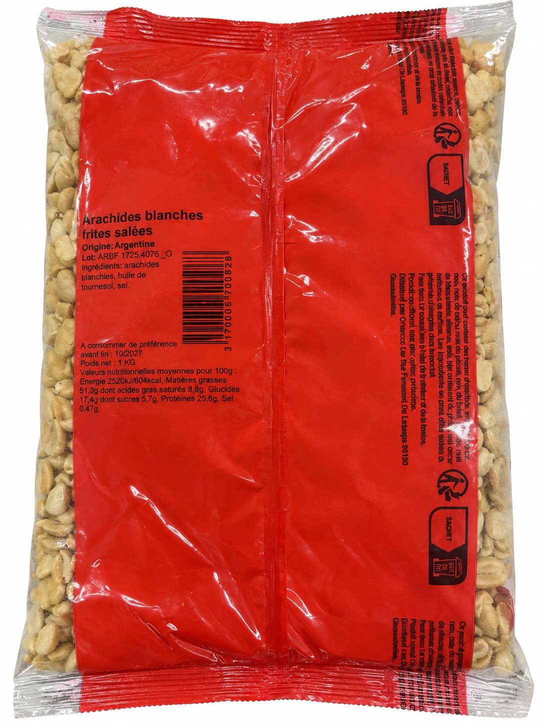 Arachides blanchies frites salées 1 kg – O’Régal