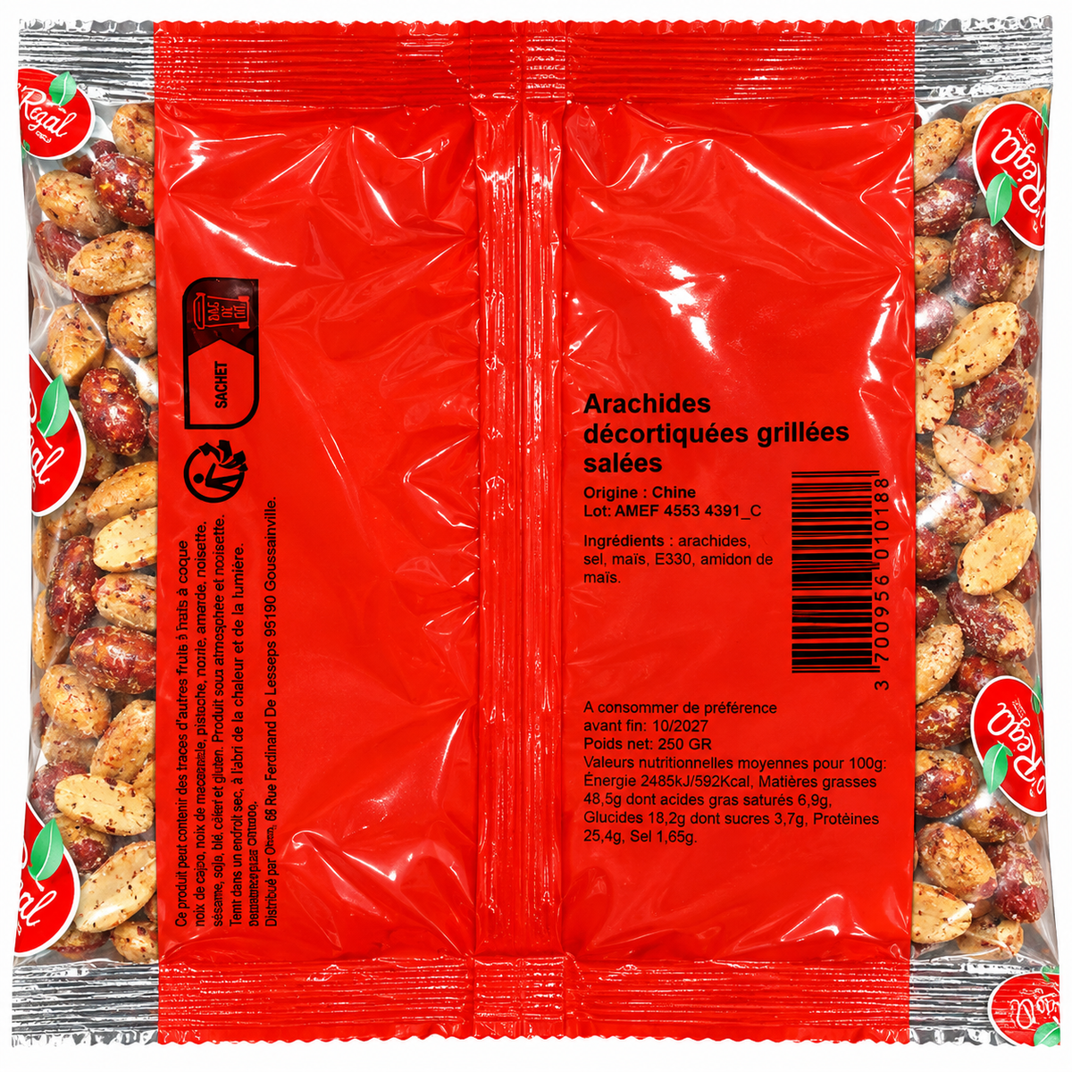 Arachides décortiquées grillées salées 250 g – O’Régal - Epicerie Barakka
