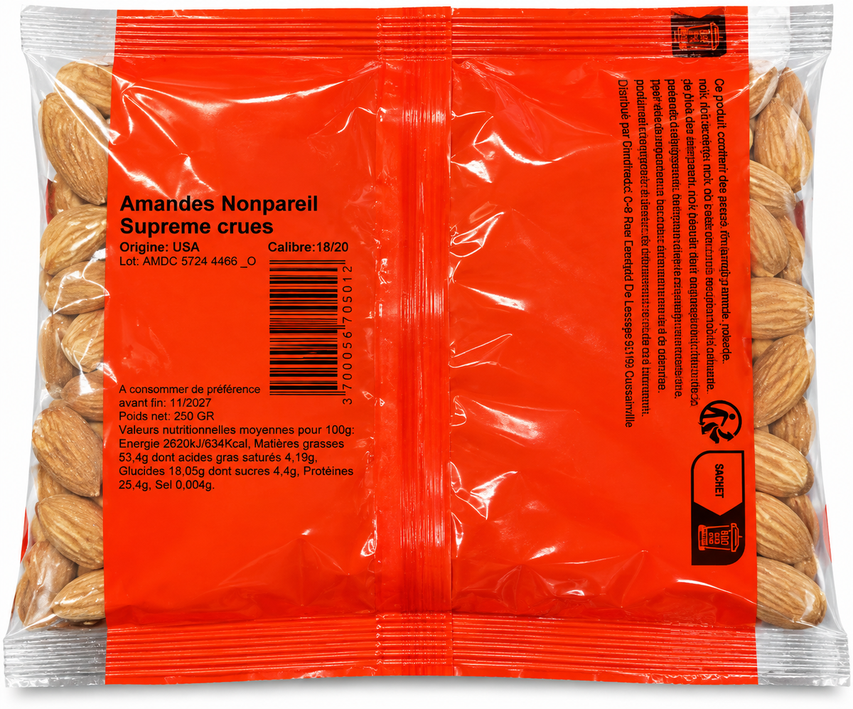 Amande crue décortiquée 250g - O’régal - Epicerie Barakka