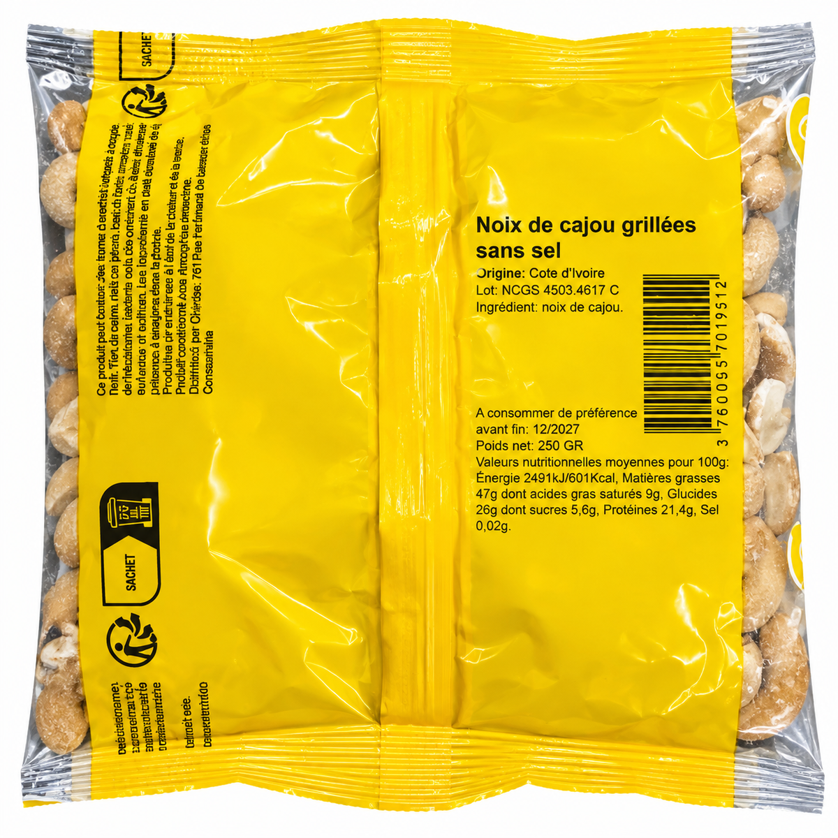 Noix de cajou grillée sans sel 250g - O’régal - Epicerie Barakka