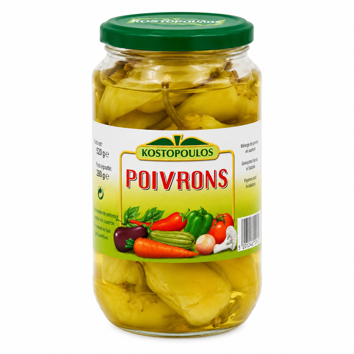 Poivrons Verts Marinés Grèce 520g - Kozat - Epicerie Barakka