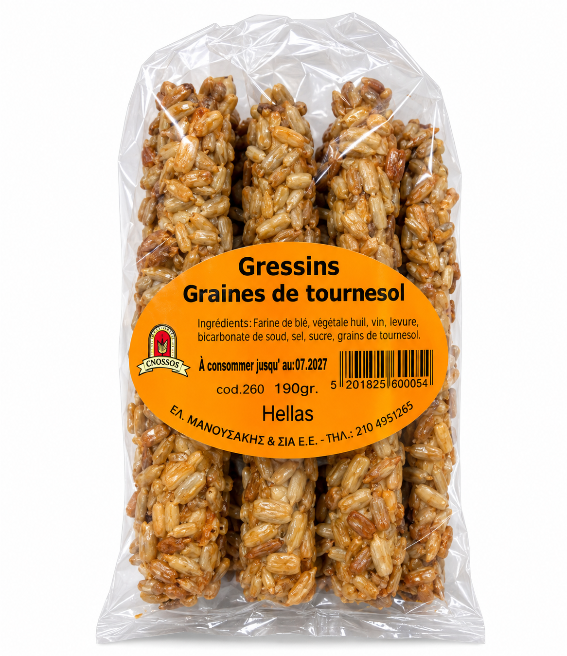 Gressins aux graines de tournesol 190 g – Cnossos - Epicerie Barakka