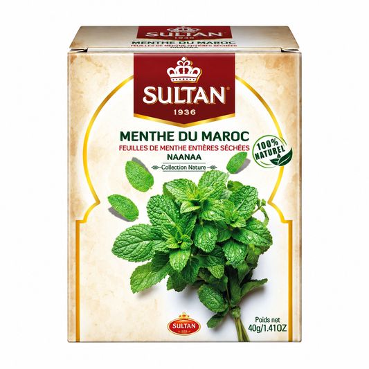 Feuilles de menthe séchées du Maroc 40 g - Sultan - Epicerie Barakka