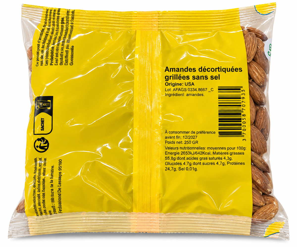 Amande grillée sans sel 250g - O’régal - Epicerie Barakka
