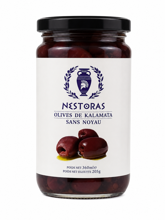 Olive de Kalamata dénoyautée 360ml – Nestoras
