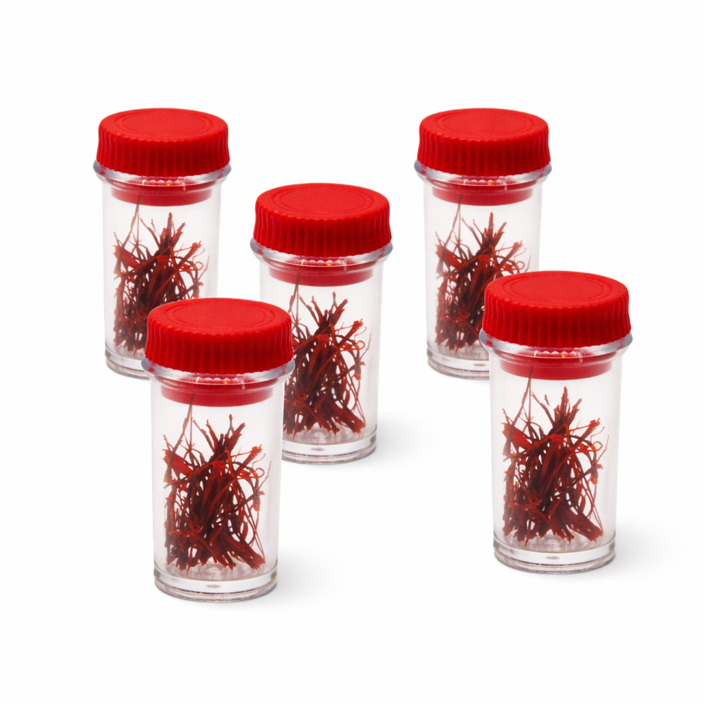 Safran en pistils – Lot de 5 flacons × 0,1 g (0,5 g total) - Epicerie Barakka