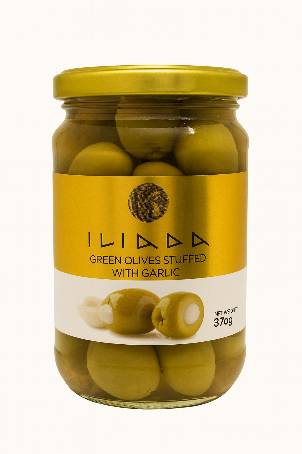 Olives vertes farcies à l’ail Iliada 370g - Epicerie Barakka