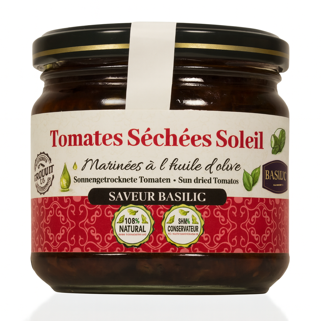 Tomates Séchées Soleil et Basilic 280g Tunisie - Epicerie Barakka
