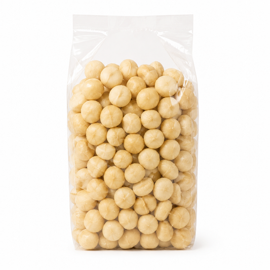 Noix de macadamia crues 600 g en sachet cellophane transparent - Épicerie Barakka